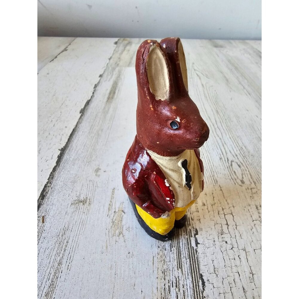 Vintage chalkware suit bunny rabbit‎ Easter decor shabby chic unique